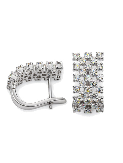 Multi-Row Pavé Diamond Huggie Hoop Earrings.
