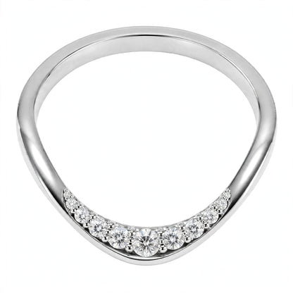 14K White Gold Shared-Prong Curved Diamond Wedding Band