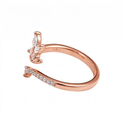14K Rose Gold Marquise Diamond Butterfly Wrap Ring