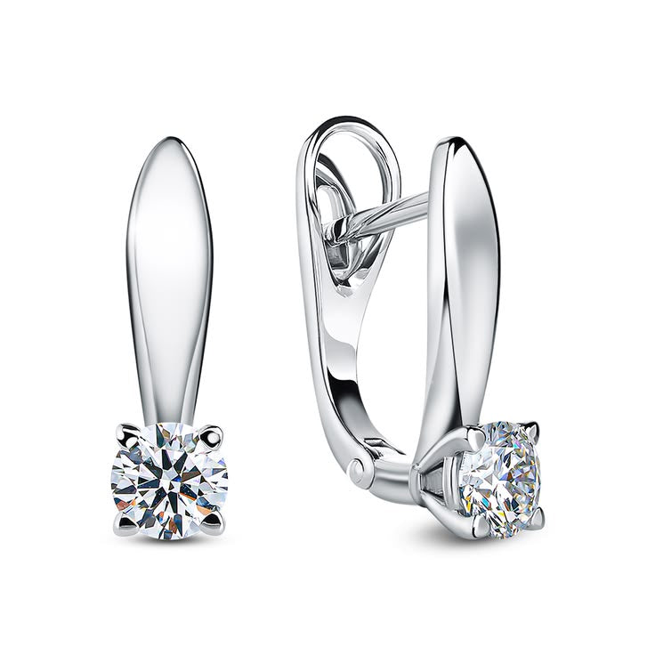 Rose Gold Solitaire Diamond Drop Hoop Earrings