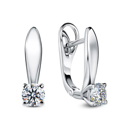 Rose Gold Solitaire Diamond Drop Hoop Earrings