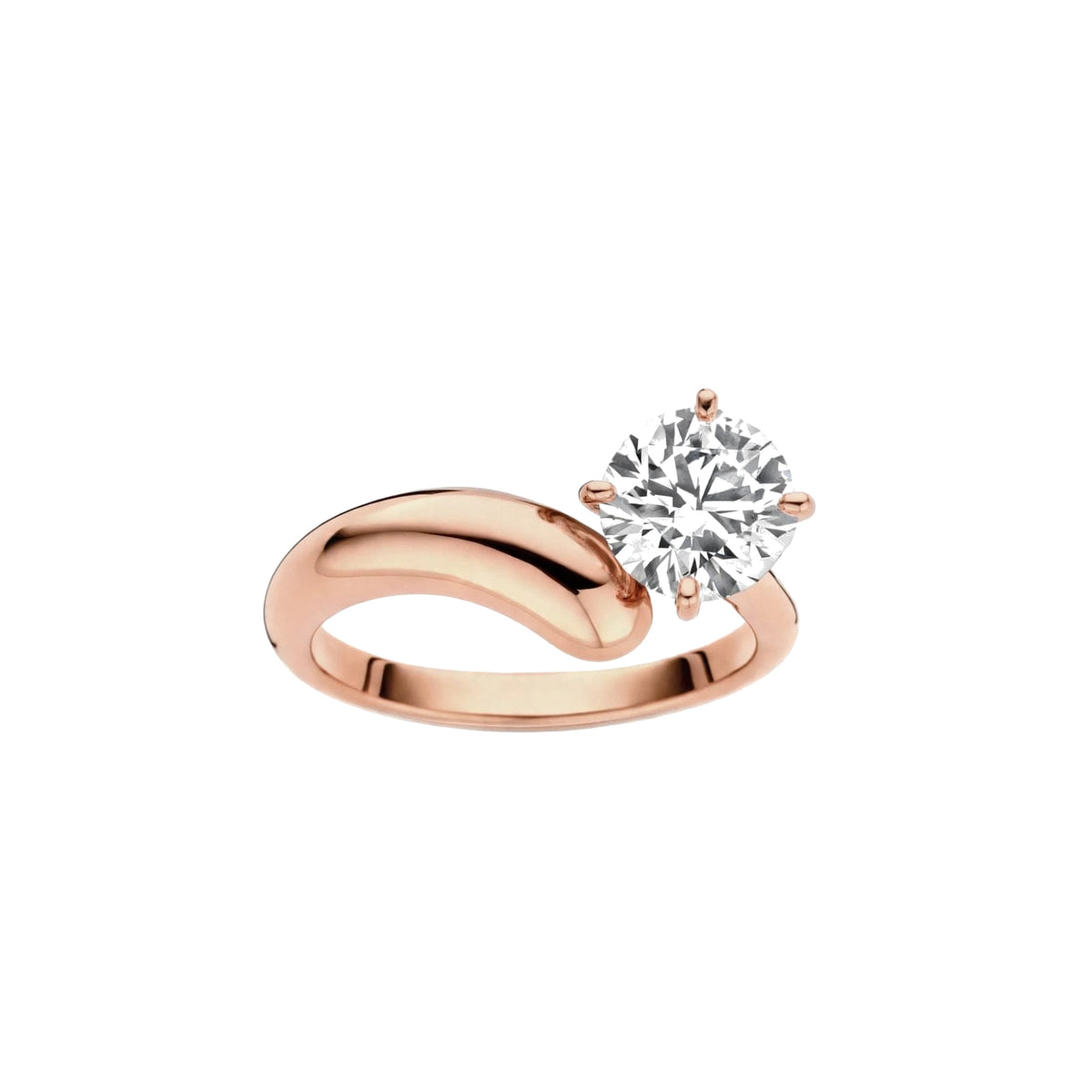 14K Yellow Gold Bypass Solitaire Engagement Ring.