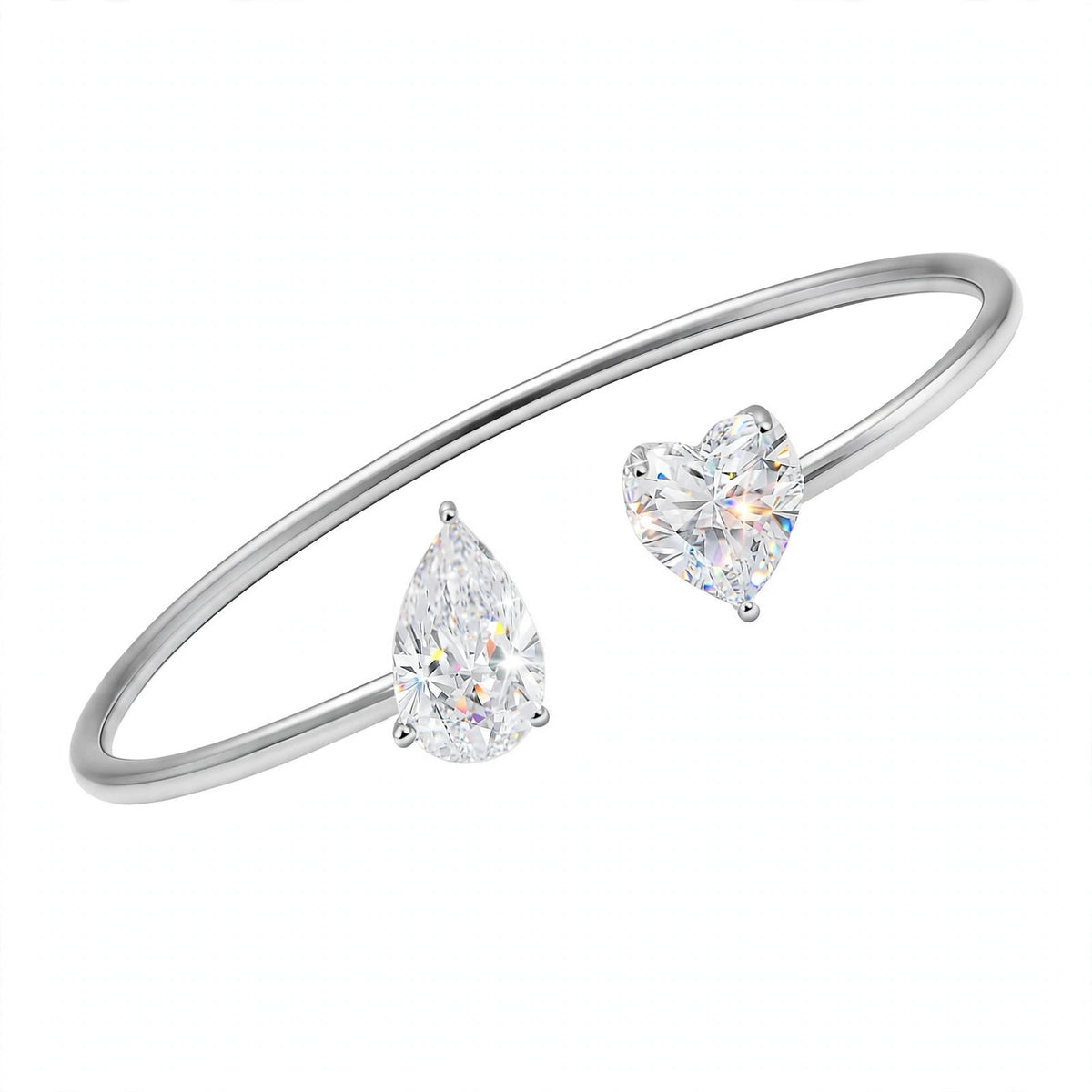 14K Rose Gold Toi et Moi Open Cuff Bracelet
