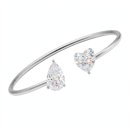 14K Rose Gold Toi et Moi Open Cuff Bracelet