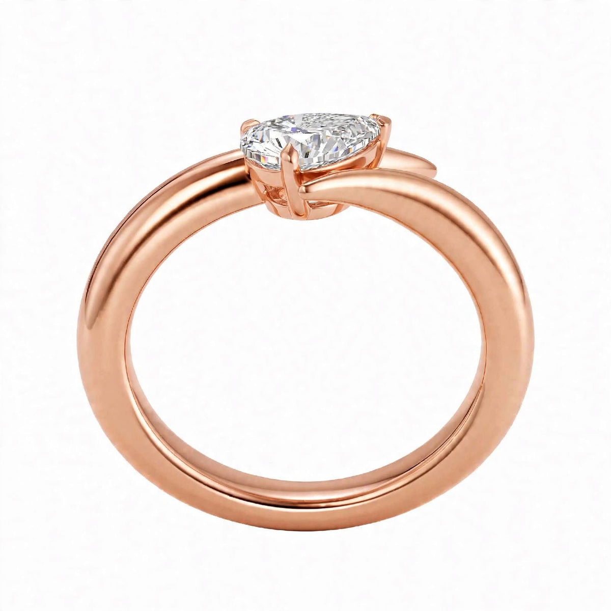 14K Yellow Gold Pear-Cut Diamond Bypass Ring