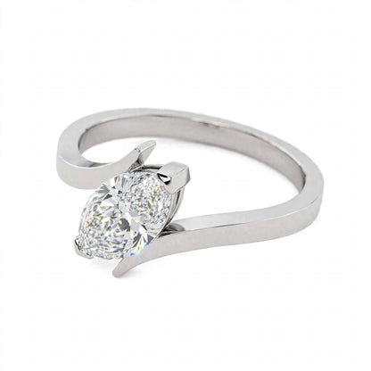 18K Yellow Gold Marquise Cut Lab Grown Diamond Bypass Engagement Ring