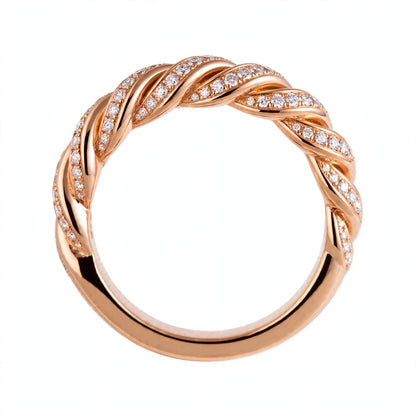 18K Yellow Gold Pavé Diamond Sculpted Twist Eternity Band Ring