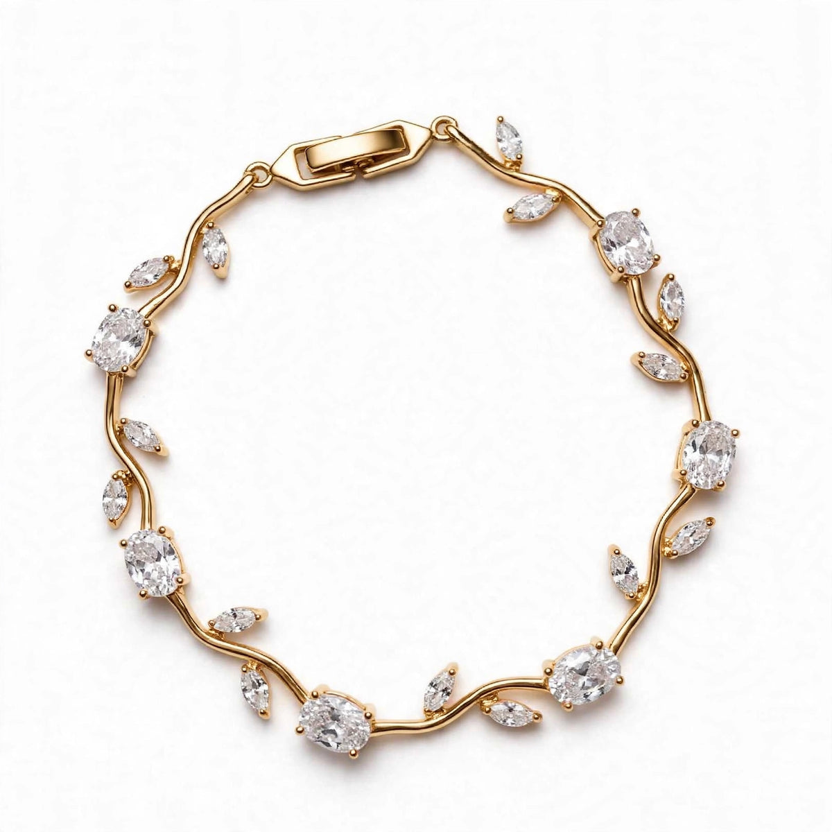 18K Gold Plated Pink Tulip Vine Bracelet | Lab Grown Diamonds