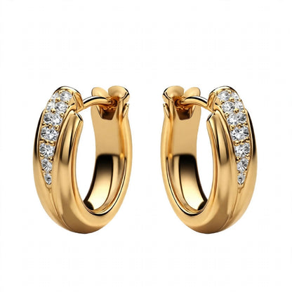 18K Yellow Gold Diamond Pavé Huggie Hoop Earrings