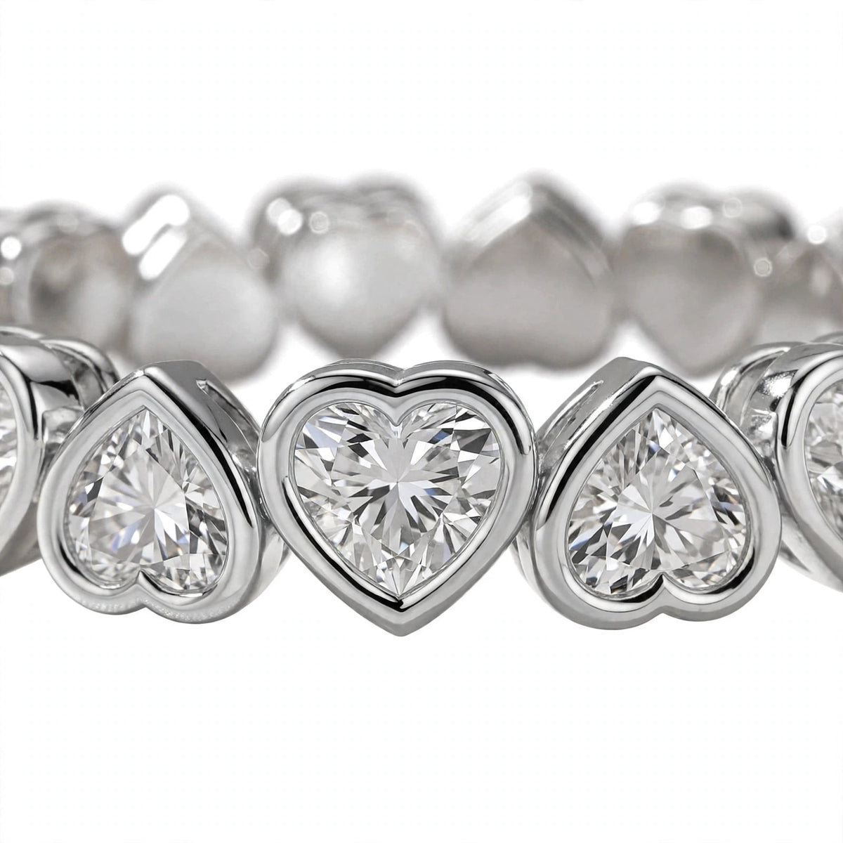 Bezel-Set Heart Cut Diamond Eternity Band