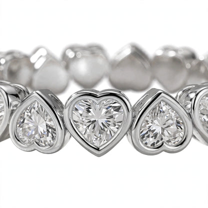 Bezel-Set Heart Cut Diamond Eternity Band