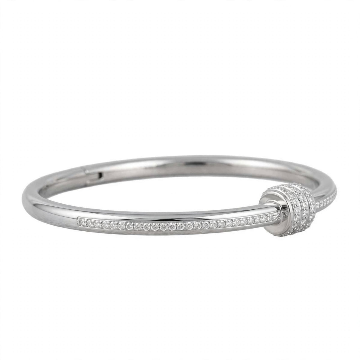 18K Yellow Gold Plated Triple Cylinder Pavé Bangle