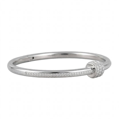 18K Yellow Gold Plated Triple Cylinder Pavé Bangle