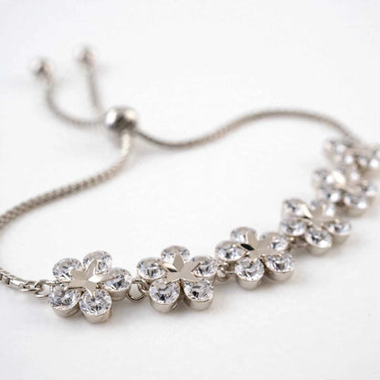 18K Rose Gold Crystal Flower Bolo Bracelet
