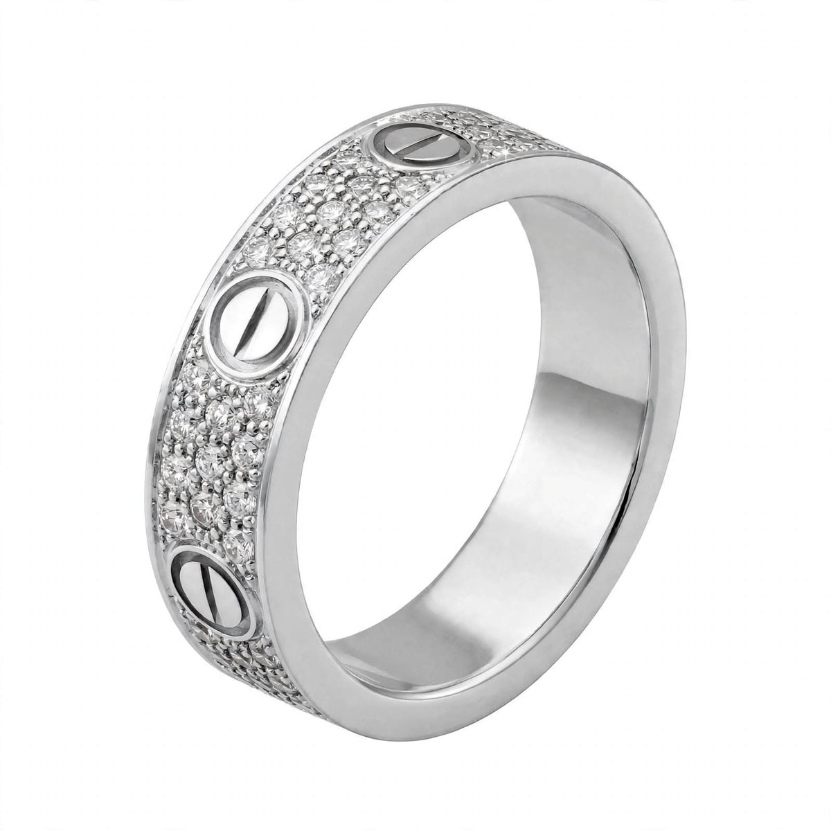 18K Yellow Gold Pavé Diamond Screw Motif Band