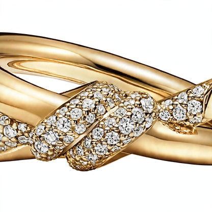 18K Yellow Gold Double-Row Knot Statement Ring