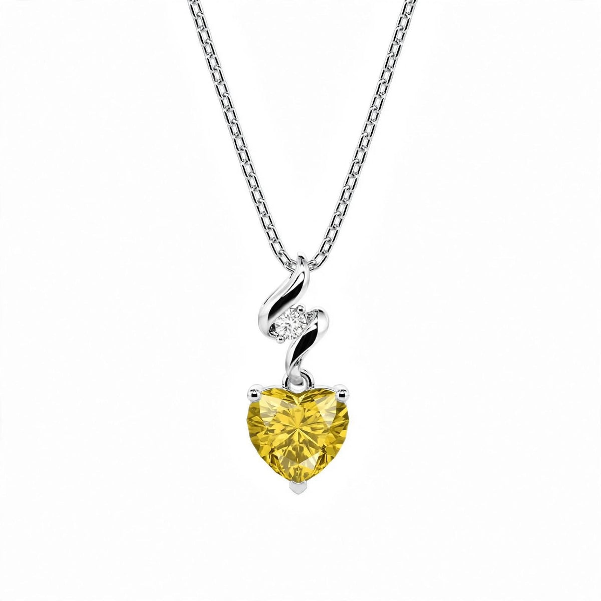 925 Sterling Silver Twist Heart Cut Birthstone Pendant Necklace