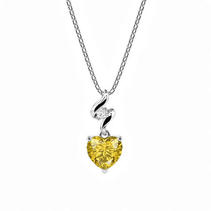 925 Sterling Silver Twist Heart Cut Birthstone Pendant Necklace