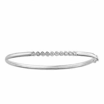 14K Rose Gold Floating Bezel-Set Diamond Bangle Bracelet