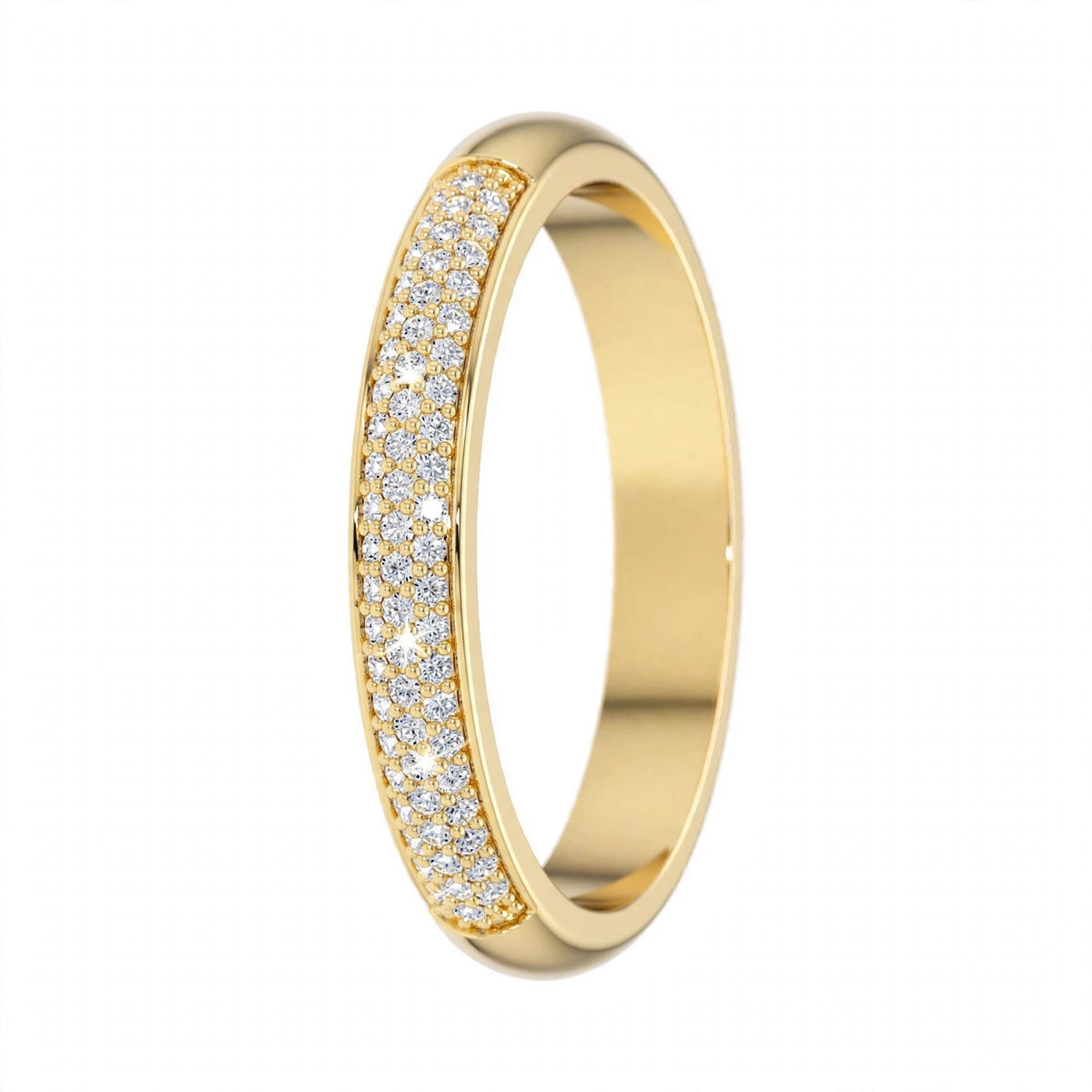14K Yellow Gold Triple Row Pavé Diamond Eternity Band