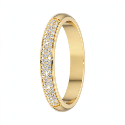 14K Yellow Gold Triple Row Pavé Diamond Eternity Band