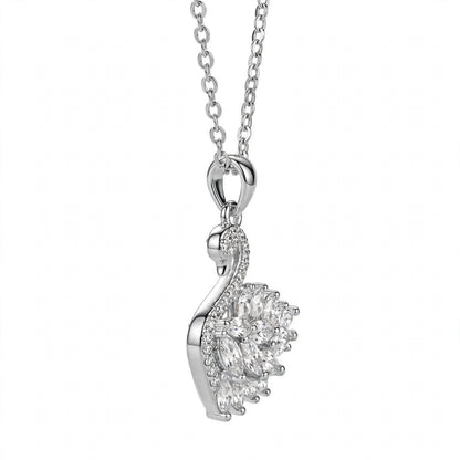 18K Rose Gold Plated Sterling Silver Swan Charm Necklace
