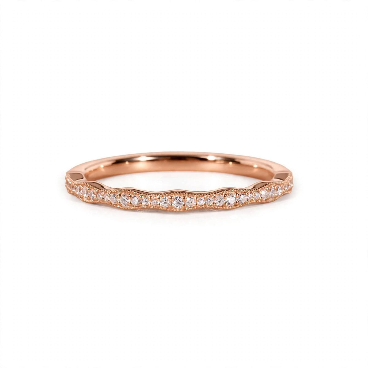 18K Rose Gold Pavé Wave Anniversary Band