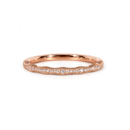 18K Rose Gold Pavé Wave Anniversary Band