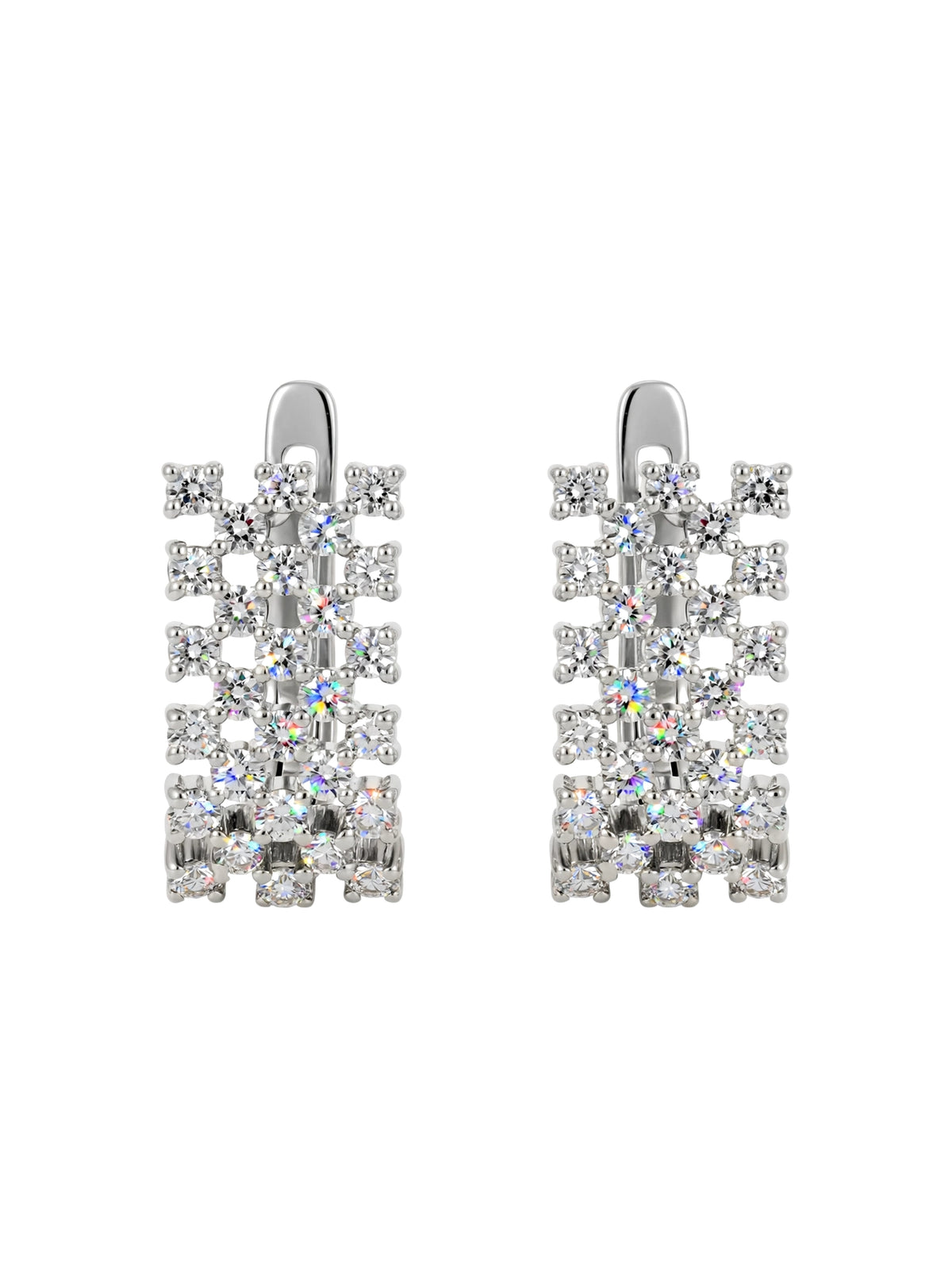 Multi-Row Pavé Diamond Huggie Hoop Earrings.