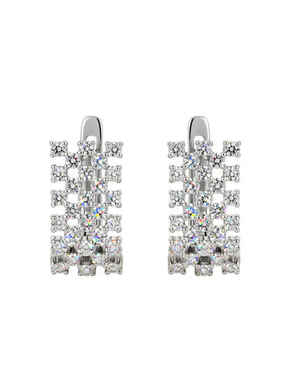 Multi-Row Pavé Diamond Huggie Hoop Earrings.