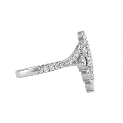Yellow Gold Multi-Stone Marquise Diamond Cluster Bypass Ring