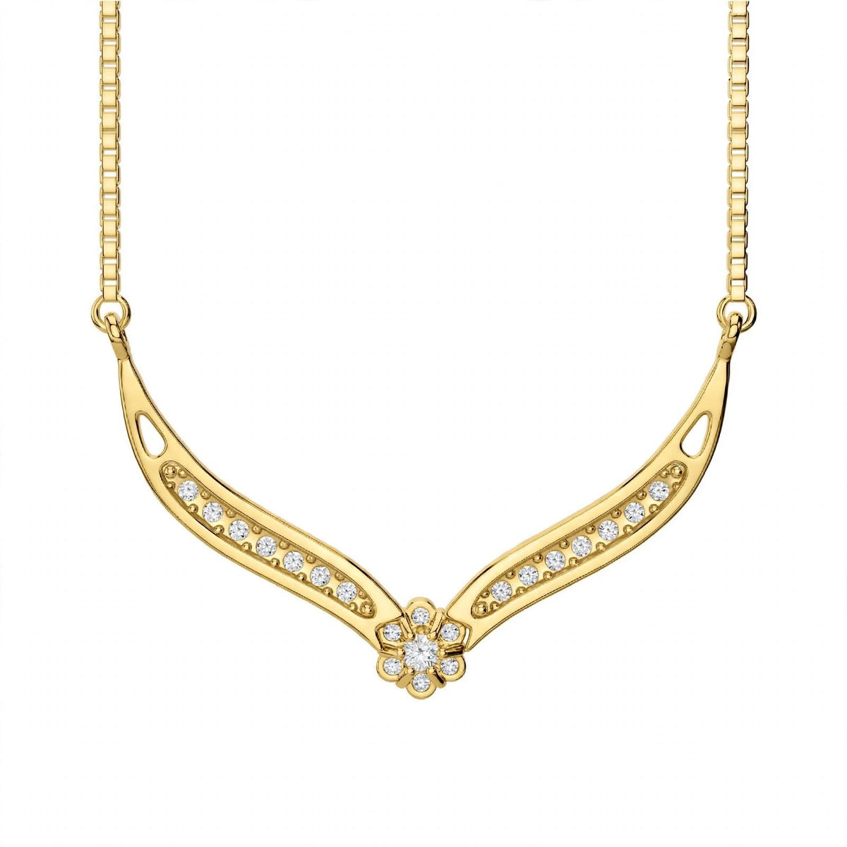 18K White Gold V-Shaped Chevron Diamond Necklace