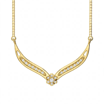 18K White Gold V-Shaped Chevron Diamond Necklace
