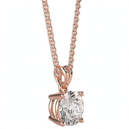 18K White Gold Round Cut Diamond Solitaire Pendant Necklace