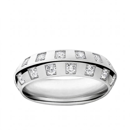 18K Rose Gold Checkerboard Bezel Square Set Round Diamond Ring