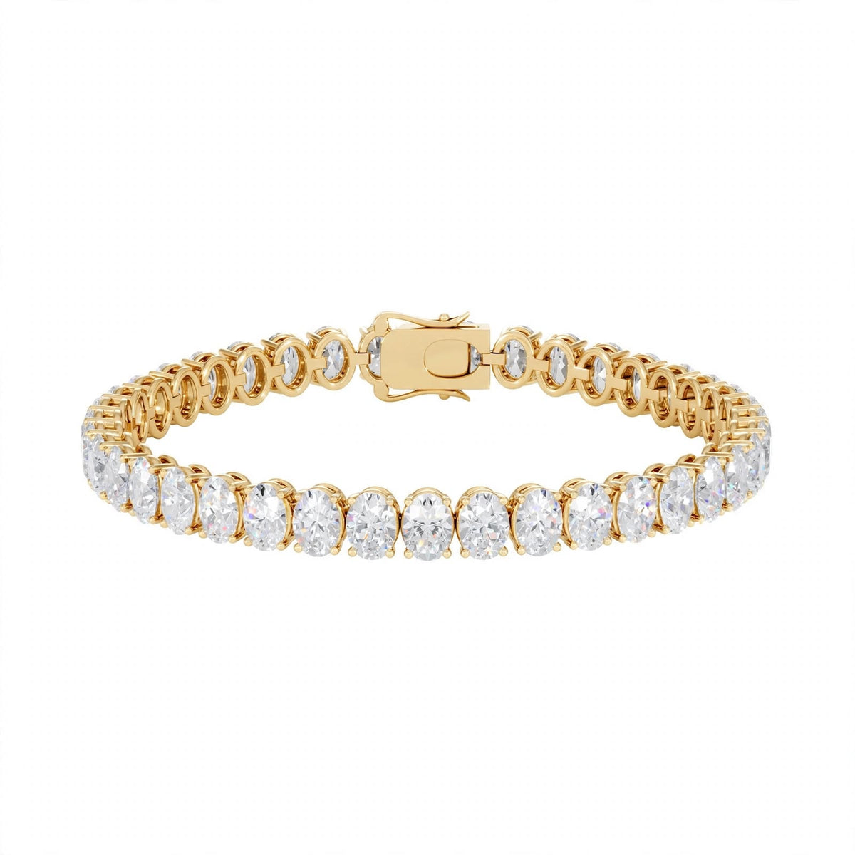 14K Yellow Gold Oval Cut Diamond Tennis Bracelet