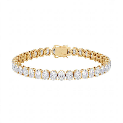 14K Yellow Gold Oval Cut Diamond Tennis Bracelet