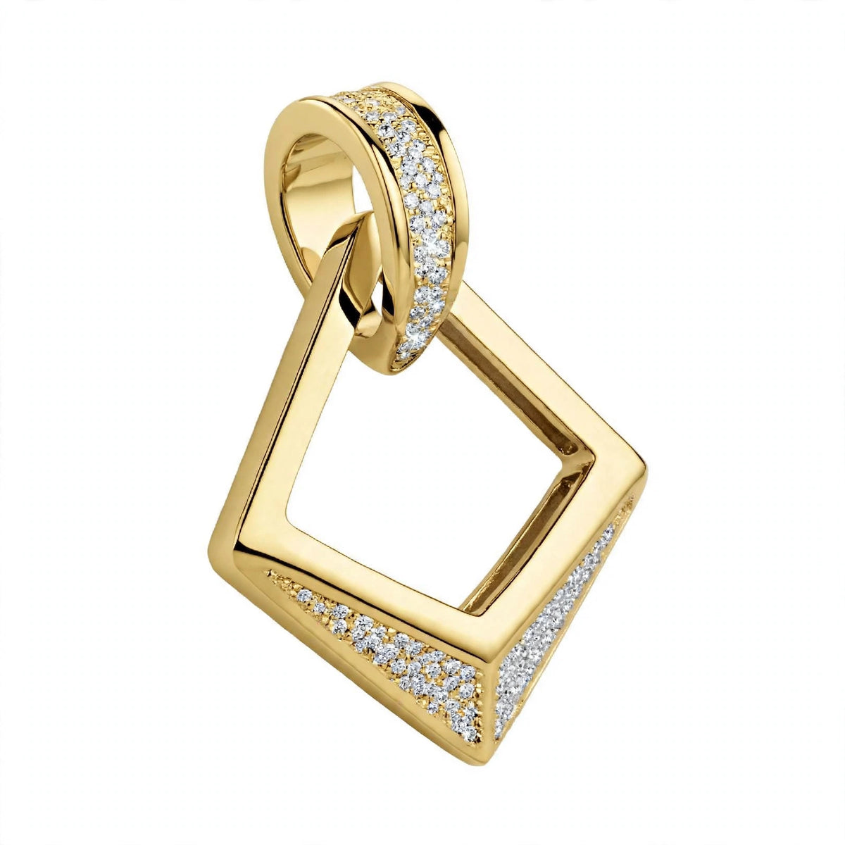 18K Rose Gold Modern Geometric Open Rhombus Diamond Pendant