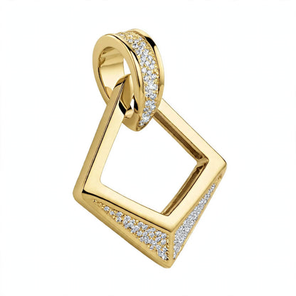 18K Rose Gold Modern Geometric Open Rhombus Diamond Pendant