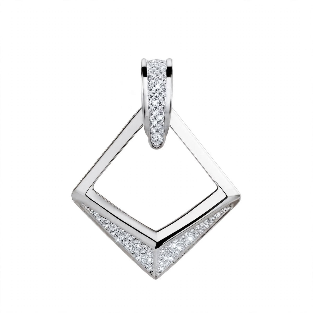 18K Rose Gold Modern Geometric Open Rhombus Diamond Pendant