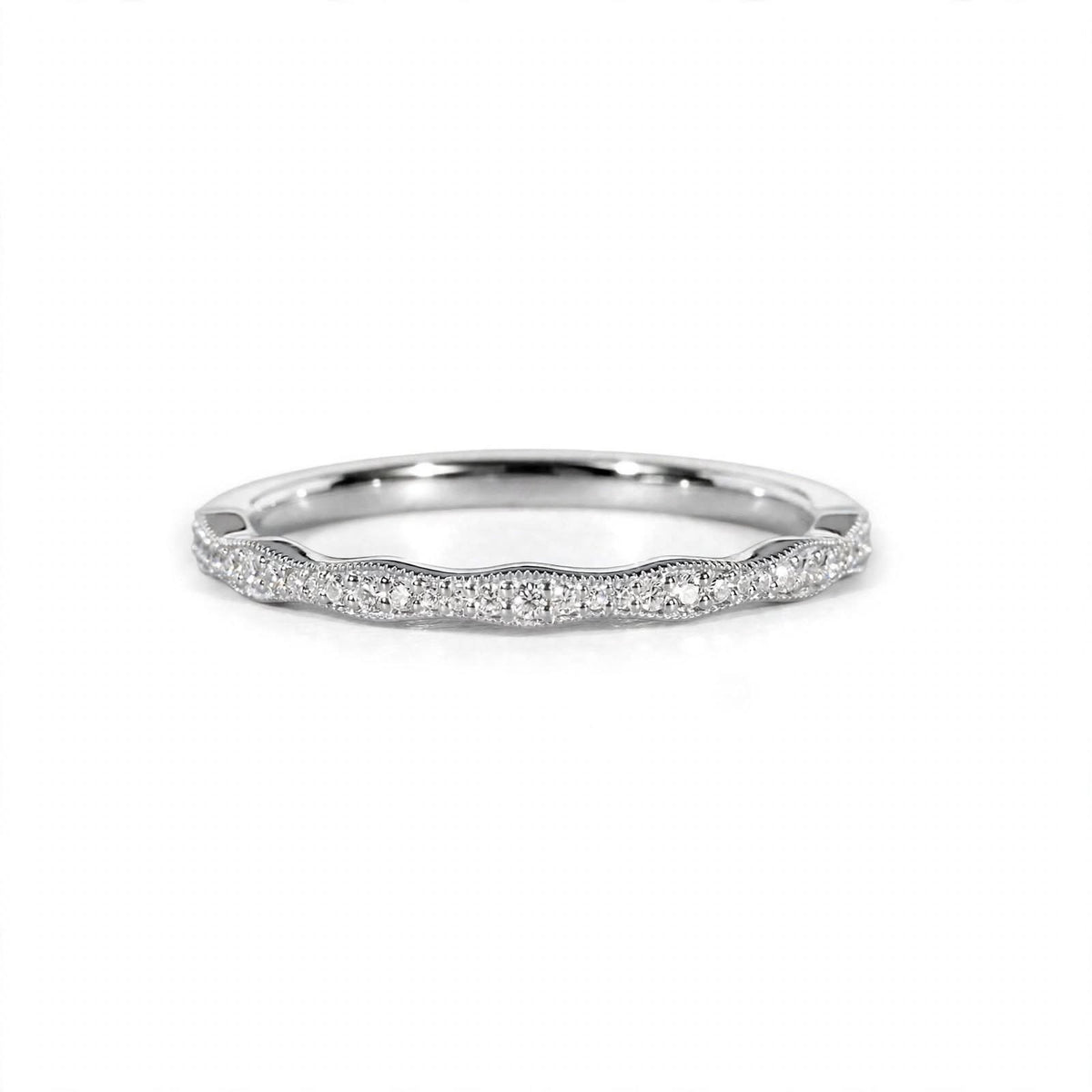 18K Rose Gold Pavé Wave Anniversary Band