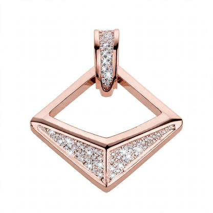 18K Rose Gold Modern Geometric Open Rhombus Diamond Pendant