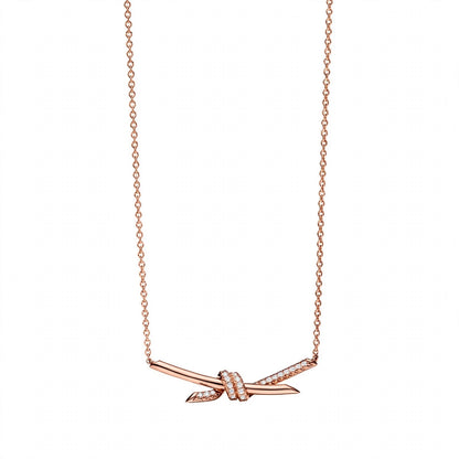 18K Yellow Gold Interlocking Knot Pendant Necklace