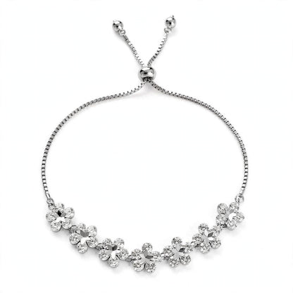 18K Rose Gold Crystal Flower Bolo Bracelet