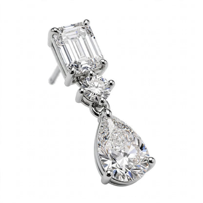 14K White Gold Multi-Shape Diamond Drop Earrings