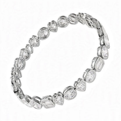 14K Yellow Gold Multi-Shape Bezel-Set Diamond Tennis Bracelet