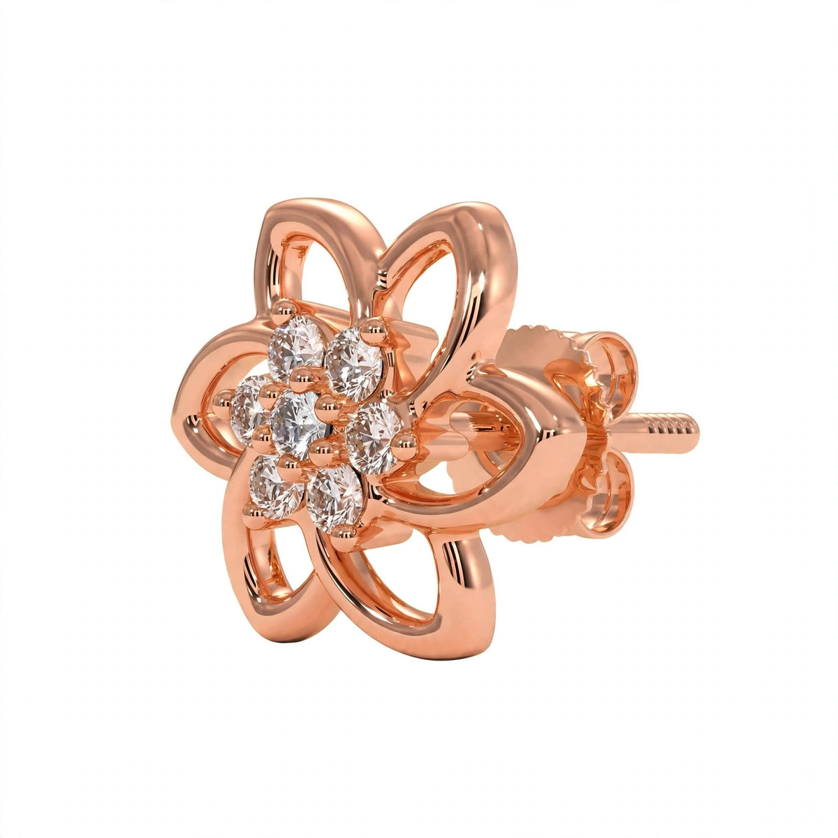 Yellow Gold Floral Cluster Diamond Stud Earrings