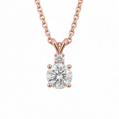 14K White Gold Radiant Dual-Stone Solitaire Diamond Pendant Necklace