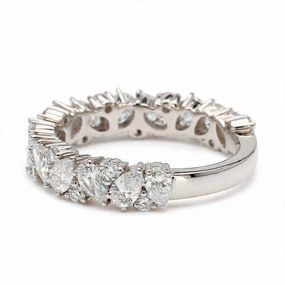 14K Rose Gold Asymmetric Pear & Round Diamond Cluster Eternity Band
