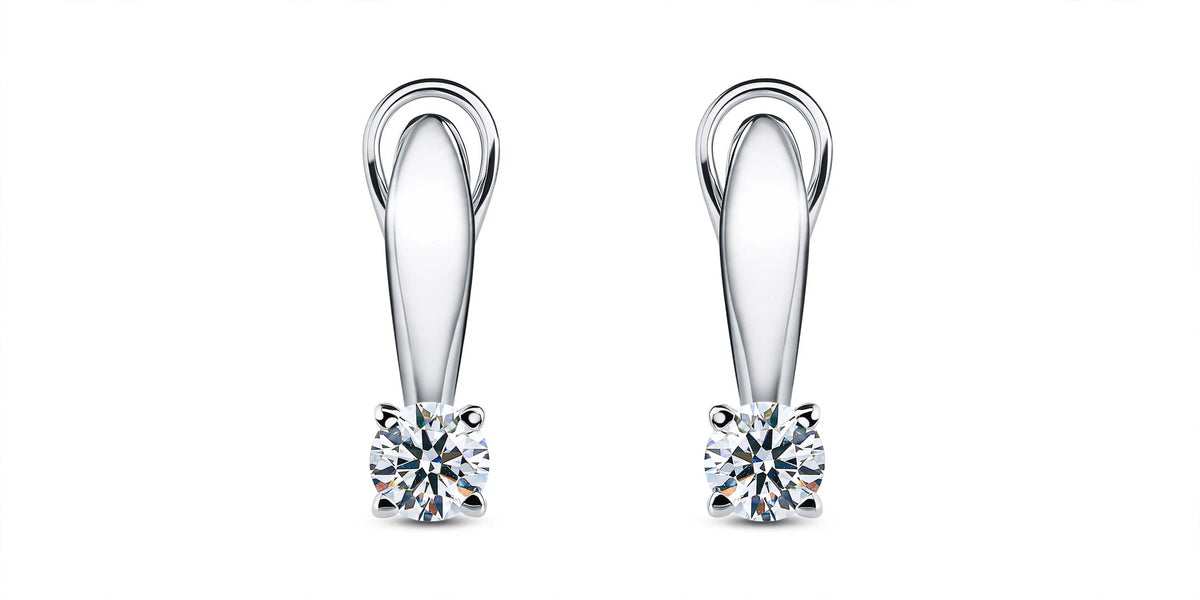 Rose Gold Solitaire Diamond Drop Hoop Earrings
